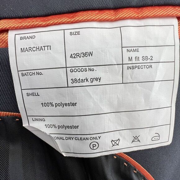 Marchatti Gray suit jacket Blazer 42R‎ Sport Coat 100% polyester - Picture 8 of 12